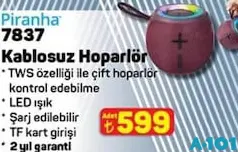 PİRANHA 7837 BLUETOOTH KABLOSUZ HOPARLÖR